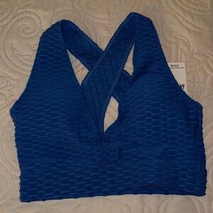 Crisscross Back Blue Sports Bra